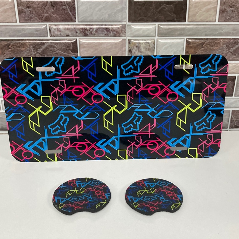 Fox Racing License Plate With Cup Holder Pads